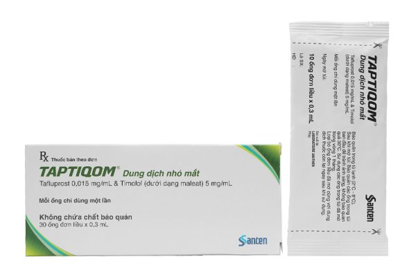 Dung dịch nhỏ mắt Taptiqom trị tăng nhãn áp (30 ống x 0.3ml)