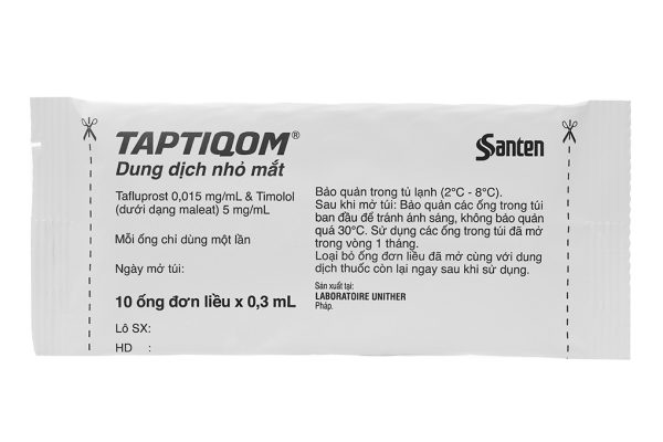 Dung dịch nhỏ mắt Taptiqom trị tăng nhãn áp (30 ống x 0.3ml)