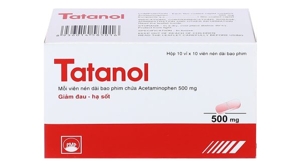 Tatanol 500mg giảm đau, hạ sốt (10 vỉ x 10 viên)