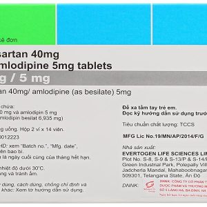 Telmisartan 40mg and Amlodipine 5mg tablets điều trị tăng huyết áp (2 vỉ x 14 viên)