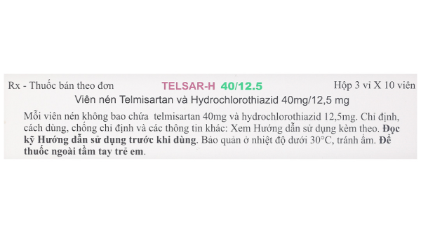 Telsar-H 40/12.5 trị tăng huyết áp (3 vỉ x 10 viên)