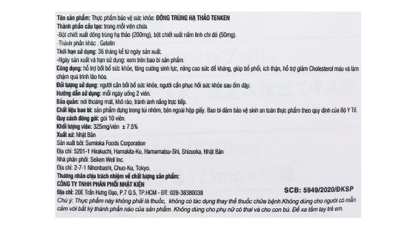 Đông trùng hạ thảo Tenken bồi bổ cơ thể gói 10 viên