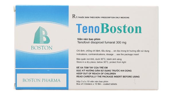 TenoBoston 300mg trị nhiễm HlV-týp 1, viêm gan B (3 vỉ x 10 viên)