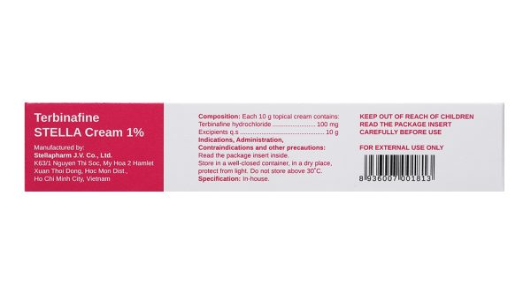 Terbinafine Stella Cream 1% trị nấm da tuýp 10g