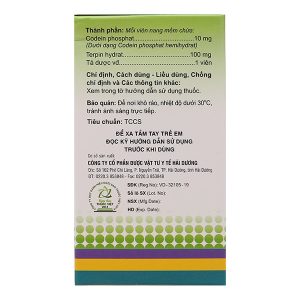 Terpin - Codein HD trị ho khan, ho do kích ứng (10 vỉ x 10 viên)