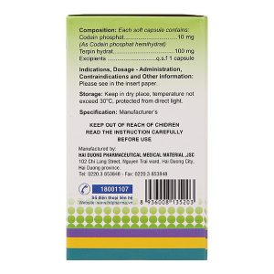 Terpin - Codein HD trị ho khan, ho do kích ứng (10 vỉ x 10 viên)
