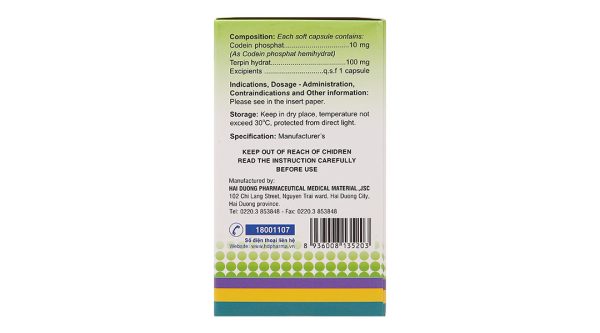 Terpin - Codein HD trị ho khan, ho do kích ứng (10 vỉ x 10 viên)
