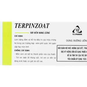 Terpinzoat trị ho, loãng đàm trong bệnh lý hô hấp (10 vỉ x 10 viên)