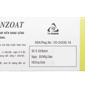 Terpinzoat trị ho, loãng đàm trong bệnh lý hô hấp (10 vỉ x 10 viên)
