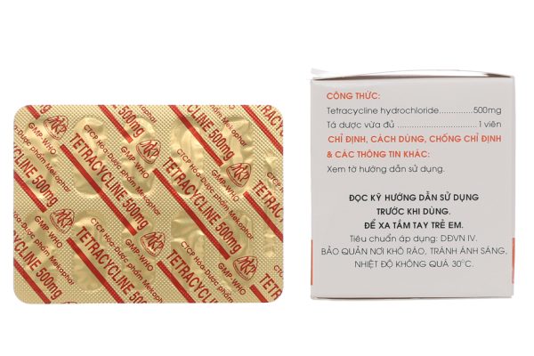 Tetracycline Mekophar 500mg trị nhiễm khuẩn (10 vỉ x 10 viên)