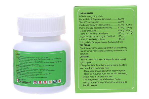 Thông Xoang Tán Nam Dược ngăn ngừa, trị viêm mũi, viêm xoang mạn tính lọ 50 viên