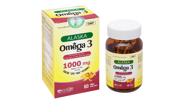 Dầu cá Ecolife Alaska Omega 3 hỗ trợ giảm mỡ máu, giảm nguy cơ bệnh tim mạch hộp 60 viên