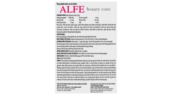 Bột Alfe Beauty Conc bổ sung collagen, giúp da căng mịn, đàn hồi hộp 30 gói x 2g
