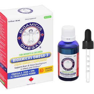 Dung dịch dầu cá BioAmicus Omega-3 hỗ trợ phát triển não bộ và thị giác lọ 30ml
