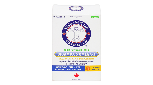 Dung dịch dầu cá BioAmicus Omega-3 hỗ trợ phát triển não bộ và thị giác lọ 30ml