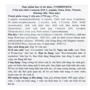 Combi Fertil hỗ trợ tăng cường sức khỏe sinh lý cho nam giới hộp 30 viên