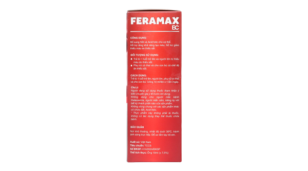 Dung dịch uống Feramax BC bổ sung sắt và acid folic cho cơ thể hộp 20 ống x 10ml