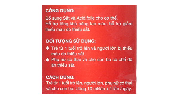 Dung dịch uống Feramax BC bổ sung sắt và acid folic cho cơ thể hộp 20 ống x 10ml