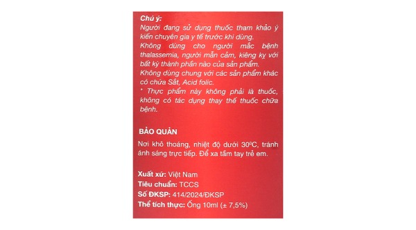 Dung dịch uống Feramax BC bổ sung sắt và acid folic cho cơ thể hộp 20 ống x 10ml