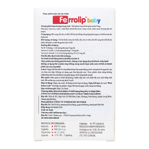 Dung dịch Ferrolip Baby giúp giảm nguy cơ thiếu máu do thiếu sắt cho bé lọ 30ml
