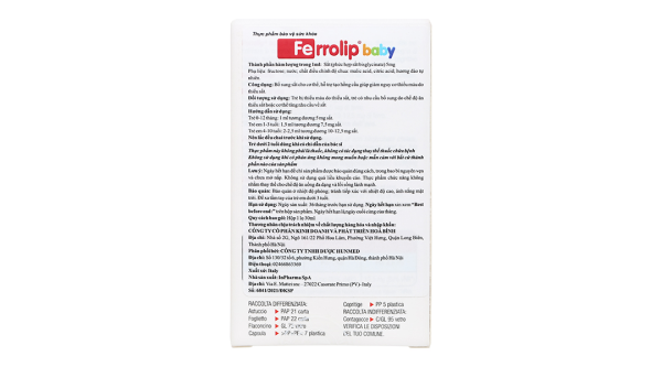 Dung dịch Ferrolip Baby giúp giảm nguy cơ thiếu máu do thiếu sắt cho bé lọ 30ml