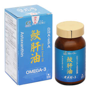Dầu cá Genki Fami Shark Liver Oil Omega 3 giảm Cholesterol trong máu hộp 90 viên