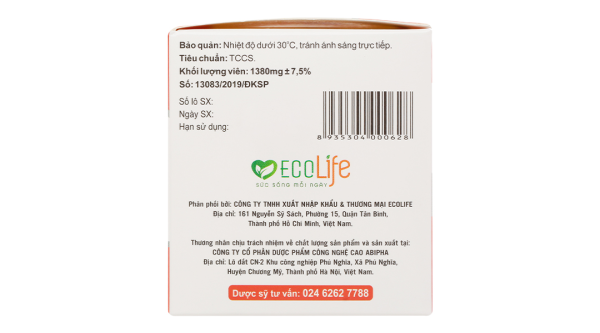 Glucosamin Ecolife hỗ trợ tăng tiết dịch khớp hộp 60 viên