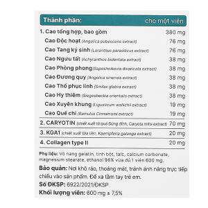 Khương Thảo Đan Gold giúp giảm triệu chứng thoái hóa khớp chai 120 viên