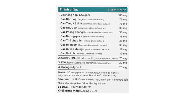 Khương Thảo Đan Gold giúp giảm triệu chứng thoái hóa khớp chai 120 viên