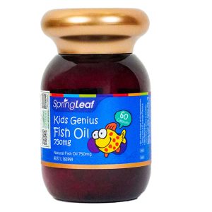 Dầu cá SpringLeaf Kids Genius Fish Oil 750mg bổ sung omega 3 cho bé lọ 60 viên