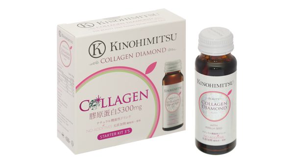 Nước uống Kinohimitsu Collagen Diamond hỗ trợ làm đẹp da hộp 3 chai x 50g