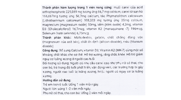 Menacal bổ sung canxi, khoáng chất cho cơ thể giúp chắc răng, ngừa loãng xương hộp 60 viên