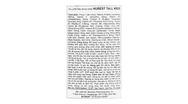 NuBest Tall Kids giúp tăng cường sức khỏe, hỗ trợ phát triển xương lọ 60 viên