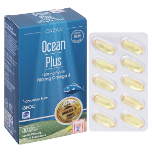 Dầu cá Ocean Plus hỗ trợ tăng cường sức khỏe não bộ, mắt, tim mạch hộp 30 viên
