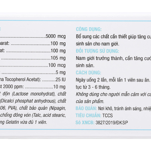 SpermQ Plus bổ sung dưỡng chất, tăng cường sức khỏe sinh sản nam giới hộp 60 viên