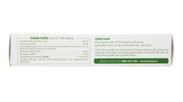 Lavima Biotic bổ sung lợi khuẩn, giảm nguy cơ viêm phụ khoa hộp 20 viên