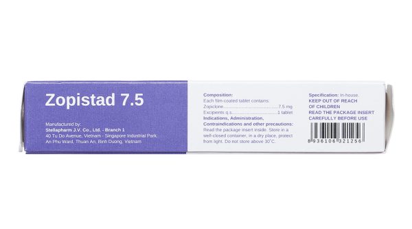 Zopistad 7.5 trị rối loạn giấc ngủ (1 vỉ x 10 viên)