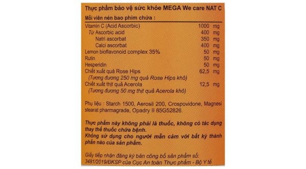 Nat C 1000 hỗ trợ tăng đề kháng hộp 30 viên