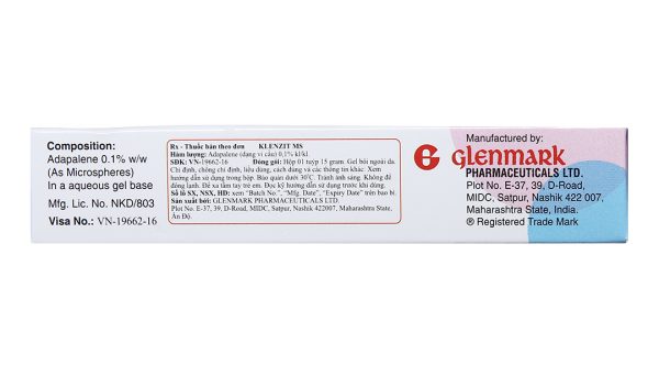 Kem bôi Klenzit MS 0.1% điều trị mụn trứng cá tuýp 15g