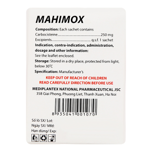 Thuốc bột Mahimox 250mg hỗ trợ trị rối loạn đường hô hấp (30 gói x 2g)