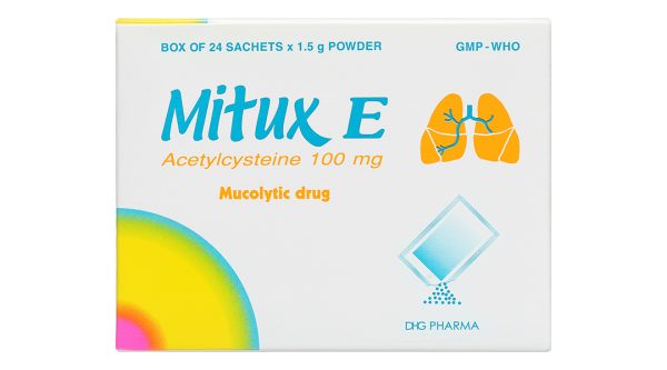 Thuốc bột Mitux E 100mg làm tiêu nhầy, loãng đờm (24 gói x 1.5g)