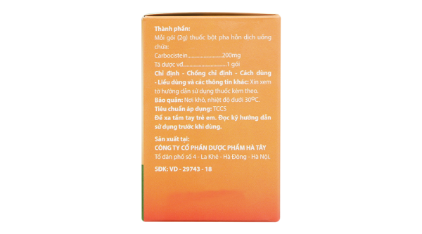 Bột pha hỗn dịch uống Ausmuco 200mg loãng đờm, tiêu chất nhày (20 gói x 2g)