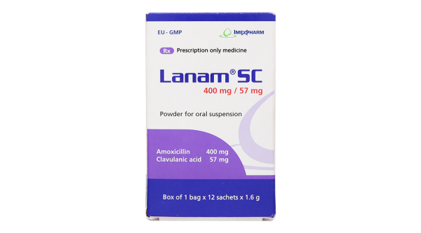 Bột pha hỗn dịch uống Lanam SC 400mg/57mg trị nhiễm khuẩn (12 gói x 1,6g)