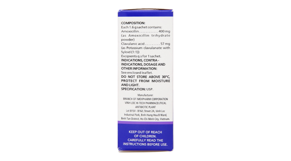 Bột pha hỗn dịch uống Lanam SC 400mg/57mg trị nhiễm khuẩn (12 gói x 1,6g)