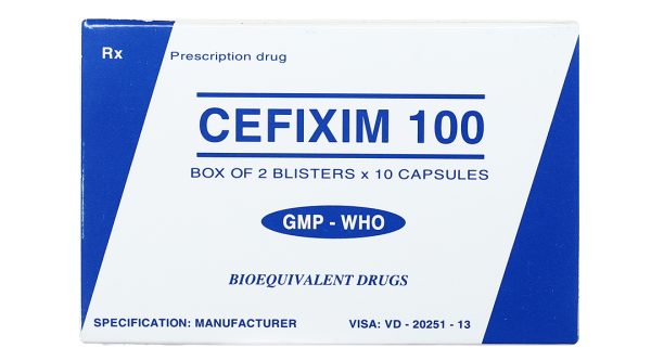 Cefixim 100 Tipharco trị nhiễm khuẩn đường tiết niệu, viêm thận - bể thận (2 vỉ x 10 viên)