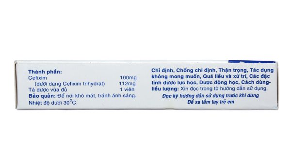 Cefixim 100 Tipharco trị nhiễm khuẩn đường tiết niệu, viêm thận - bể thận (2 vỉ x 10 viên)