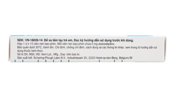 Aerius 5mg trị viêm mũi dị ứng, mày đay (1 vỉ x 10 viên)
