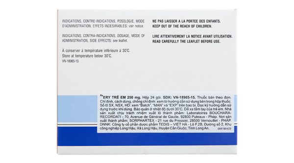 Thuốc bột Ery Children 250mg trị nhiễm khuẩn (24 gói x 2.375g)
