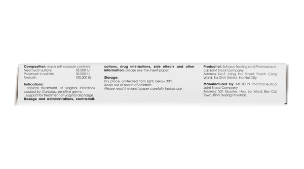 Viên đặt Valygyno trị viêm nhiễm phụ khoa (1 vỉ x 10 viên)