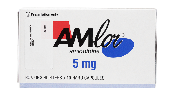 Amlor 5mg trị tăng huyết áp, bệnh mạch vành, đau thắt ngực (3 vỉ x 10 viên)